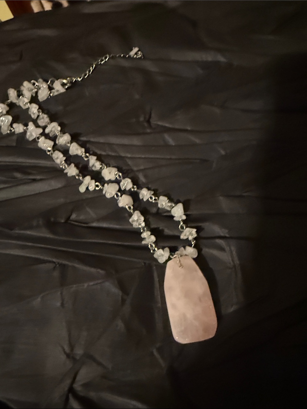 Rose Quartz Pendant Necklace in Pale Pink - Women Jewelry - Picture 3 of 8